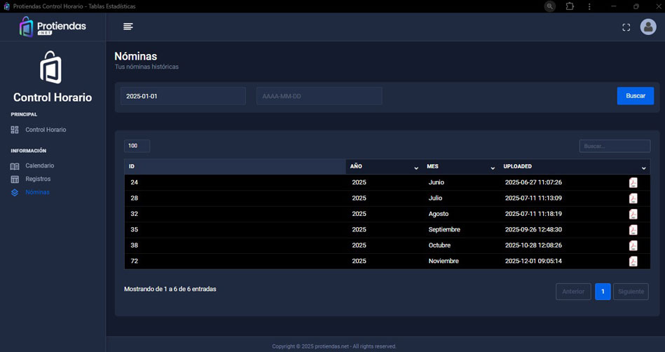 Logiciel de contrôle des horaires